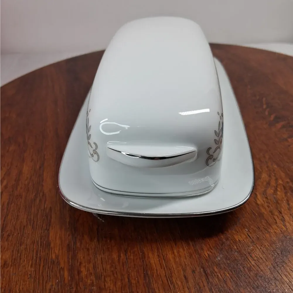 Noritake Octavia Pattern Butter Dish with Lid Vintage Floral Porcelain Floral